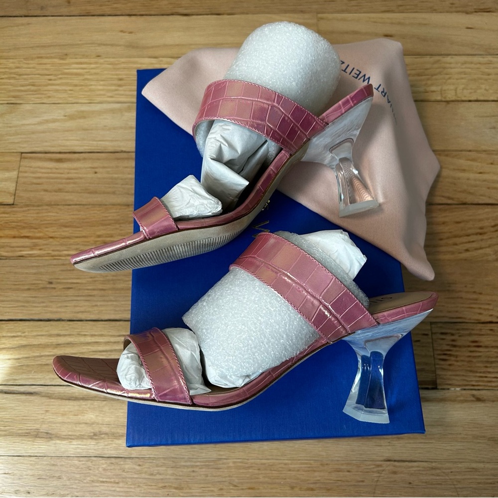 NWB Stuart Weitzman Women's Kristal Sandals pink heels size 38 7.5B - Picture 7 of 15